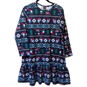 Hanna Andersson Christmas Print Longsleeve Ruffle Skirt Dress (12)